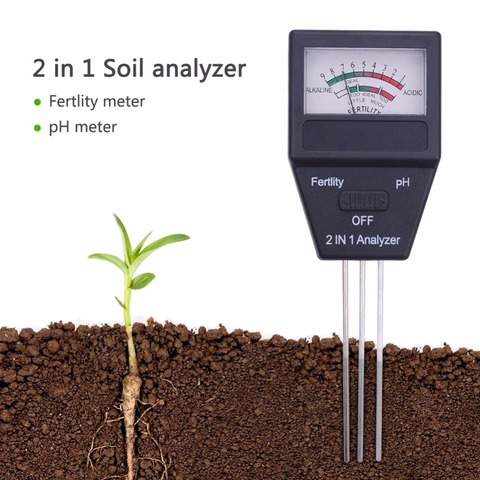 2017 nuevas herramientas de jardinería 2 en 1 medidor de PH del suelo y la fertilidad con 3 sondas instrumento Ideal para jardinería ► Foto 1/6