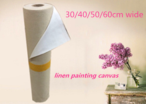 Pintura de lino de calidad, lienzo blanco para pintar a mano, Rollo ancho de 30/40/50cm con poste de transporte de china, 400gsm ► Foto 1/4