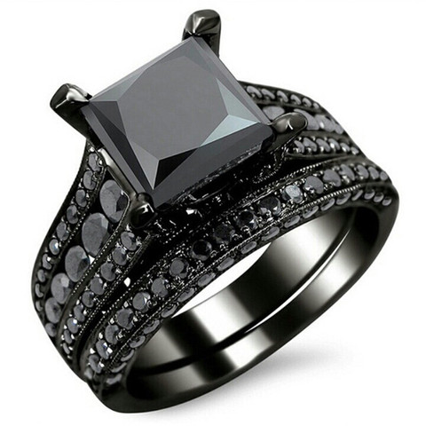 Modyle nueva moda de fiesta de cóctel anillo cuadrado negro Cubic Zirconia negra de Color oro de joyería de moda ► Foto 1/1