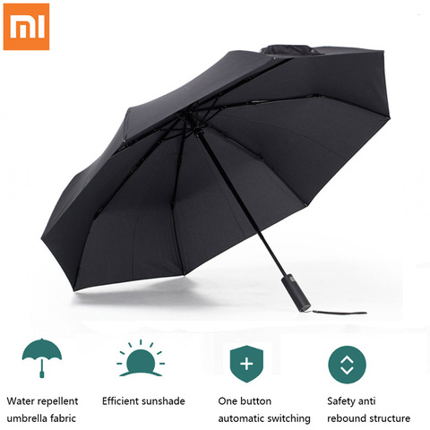 Paraguas automático Xiaomi Mijia de aluminio a prueba de viento impermeable UV paraguas de lluvia hombre mujer verano invierno Bumbershoot ► Foto 1/6
