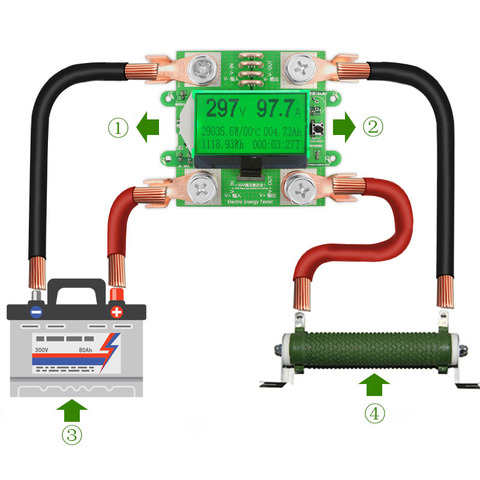 300 V 100A digital DC del amperímetro del voltímetro del metro del voltaje de la batería del coche fuente de alimentación tester detector de corriente voltios vatímetro ► Foto 1/1