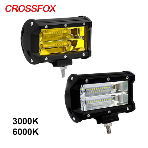 CROSSFOX-Barra de luz LED de trabajo para todoterreno, Lámpara de trabajo de 72W, 4WD, ATV, coche, SUV, motocicleta, camión, autobús, 12V, 24V, 3000K, 6000K ► Foto 1/6