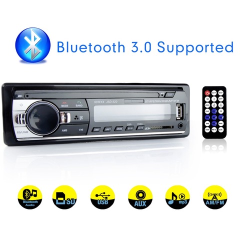 Viecar reproductor de Radio estéreo Bluetooth Digital coche MP3 reproductor 60Wx4 Radio FM estéreo música Audio USB/SD con en Dash AUX entrada ► Foto 1/6