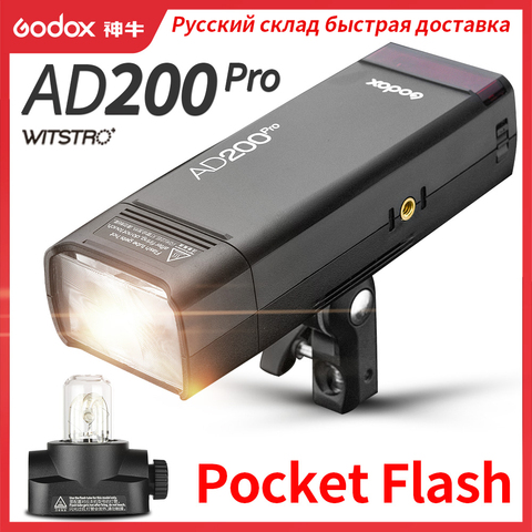 Godox-luz Flash AD200Pro para exteriores, 200Ws, TTL, 2,4G, 1/8000, HSS, 0,01-1,8 s, reciclaje con batería de 2900mAh ► Foto 1/6