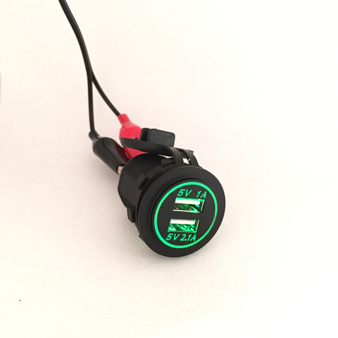 DIY 12 V-24 V Dual USB cargador de coche toma de corriente 1A y 2.1A para Ipad Iphone Car barco móvil Marina luz LED Azul Rojo naranja verde ► Foto 1/5