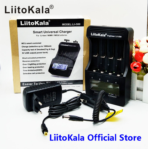 LiitoKala lii-500 LCD 3,7 V 1,2 V 18650, 26650, 16340, 14500, 10440, 18500 20700B 21700 cargador de batería con pantalla ► Foto 1/6