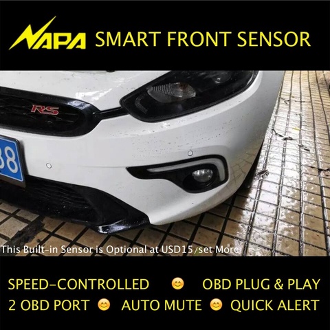 Velocidad-controlado Sensor de aparcamiento delantero OBD Plug & Play no Alambres corte, alarma elegante, mudo automático 4 Sensores alta calidad ► Foto 1/6