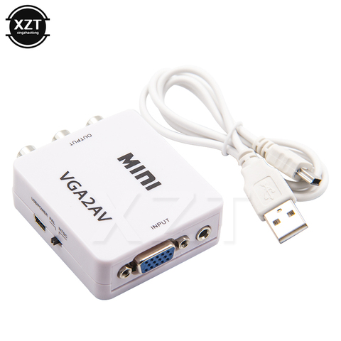 Mini Adaptador convertidor VGA a AV, compatible con 1080P, VGA2AV, RCA, convertidor de ordenador de PC a HDTV con Cable USB de fuente de alimentación ► Foto 1/5