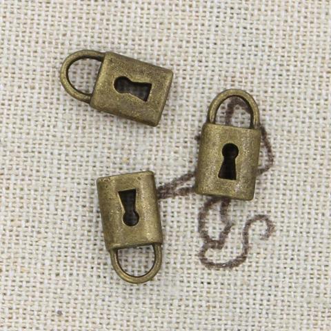 15 Uds Charms Lock 14x8mm ajuste para hacer colgantes antiguos, color plateado bronce tibetano Vintage, joyería artesanal DIY ► Foto 1/2