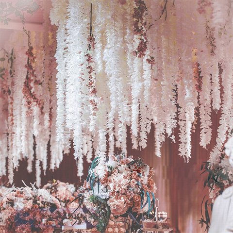 Simulación Artificial de arco de orquídeas para decoración, enredadera Artificial, decoración de fiesta en casa, hiedra de seda, guirnalda colgante de pared, 1m ► Foto 1/6