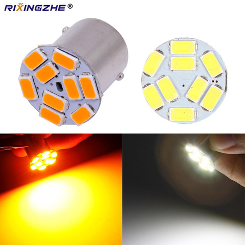 Bombillas para intermitente lateral de coche, luz de freno ámbar y blanco, 12/24V, S25, 1156, BA15S, P21W, BAU15S, PY21W, 5630, 9Smd ► Foto 1/6