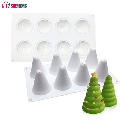 SHENHONG nuevo árbol de Navidad molde de decoración de pasteles 3D moldes de silicona para hornear Brownie Mousse hacer sartén para postre herramientas para Chocolate ► Foto 1/5