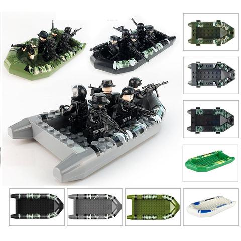 Bote de goma de camuflaje militar, bote de rescate, canoa, bote salvavidas, kayak, infantería del ejército, bloque de construcción MOC Brick Brickset ► Foto 1/2