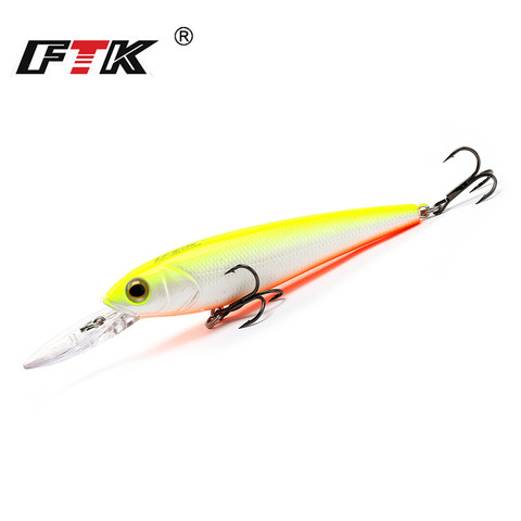 FTK 1pc de señuelo de pesca cebo Artificial duro 90mm 12g hundiendo Minnow pesca bajo Wobblers Pike Crankbait Swimbait ganchos agudos ► Foto 1/6