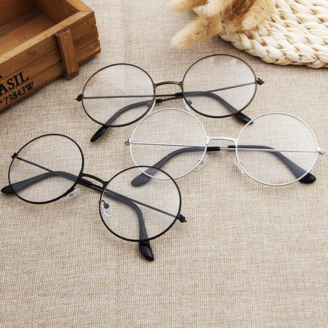 2022 nuevo clásico Vintage gafas montura redonda lente plana miopía espejo óptico Simple Metal mujeres/hombres gafas marco ► Foto 1/6
