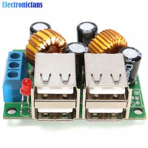 4 puertos USB A5268 módulo convertidor de fuente de alimentación reductor 24 V DC 12 V 40 V a 5 V 5A para MP3/MP4 Teléfono Equipo de coche ► Foto 1/6