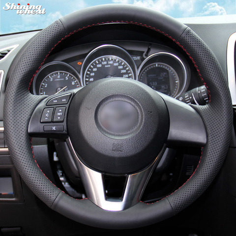 Brillante trigo cosida a mano negro de cuero Artificial cubierta de volante para Mazda CX-5 CX5 Atenza 2014 nuevo Mazda 3 CX-3 2016 ► Foto 1/6