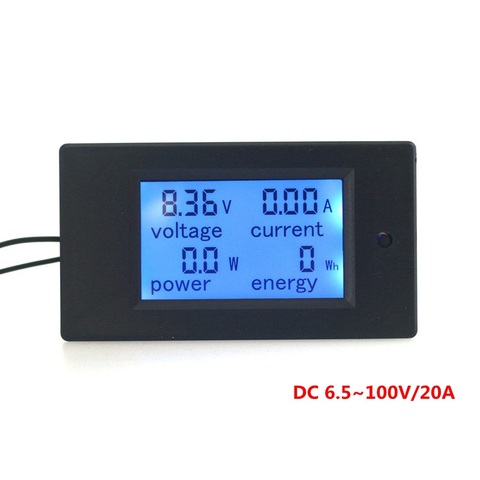 DC 6,5-100V/20A voltímetro amperímetro multifunción 4 en 1 voltaje de pantalla LCD actual de energía con retroiluminación azul ► Foto 1/6