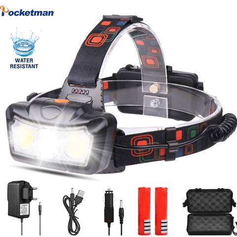 Pocketman-linterna frontal LED T6 + faro LED COB, 8000LM, para Camping, batería de 18650 ► Foto 1/6