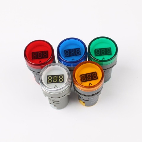 22 MM AC 60-500 V 0-100A LED voltímetro medidor de tensión de luz piloto indicador rojo amarillo verde azul blanco amperímetro digital ampermetre ► Foto 1/6