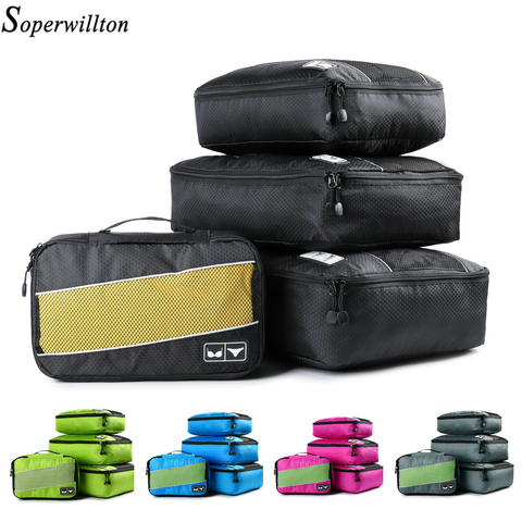 Soperwillton bolsa de viaje cubos de embalaje para la ropa respirable Nylon viaje Duffle Bag hombres mujeres viaje de equipaje conjunto cubo 501 ► Foto 1/6