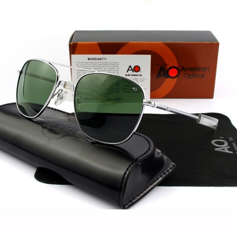 Gafas de sol de estilo piloto para hombre, lentes de sol masculinos de alta calidad, de diseñador de marca, AO, de 55mm, con lente de cristal óptico militar del ejército americano ZY071 ► Foto 1/1