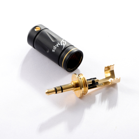 HiFi MPS Stegodon 3 polos 3,5mm Audio 24K chapado en oro AUX enchufe 3,5 conectores jack conector enchufe estéreo auriculares 1 par ► Foto 1/6