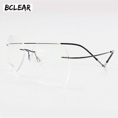 BCLEAR-gafas sin montura de titanio para hombre y mujer, lentes de diseño a la moda, montura de gafas ópticas, ligeras y flexibles ► Foto 1/6