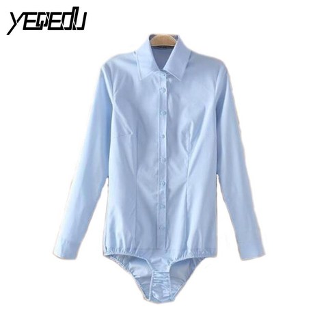 Blusa femenina informal de manga larga para verano, camisa Sexy azul y blanco para mujer, talla grande XXXL, 2102 ► Foto 1/6