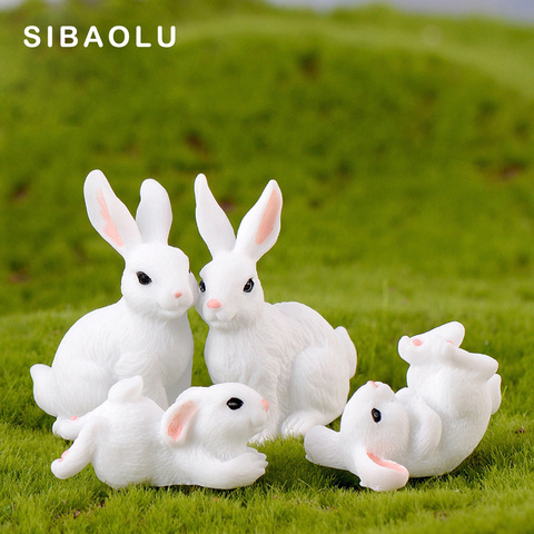 Figurita de conejo blanco de Pascua, modelo de Animal, Micro paisaje, decoración del hogar, figura en miniatura para decoración de jardín, accesorios modernos ► Foto 1/6