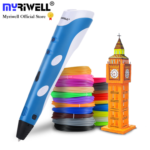 Myriwell-Bolígrafo 3D con filamento ABS para niños, pluma de impresión 3D inteligente, asas 3D, 50m, 1,75mm, regalo de cumpleaños y Navidad ► Foto 1/6