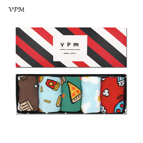 VPM 21 estilo colorido peinado algodón marca hombres tripulación calcetines vestido negocios Harajuku calcetín mejor regalo 5 par/lote ► Foto 1/6