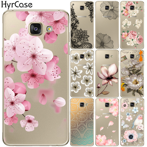 Sexy Floral suave cubierta TPU para Samsung Galaxy A3 A5 A7 2016 2017 A6 A8 más A7 2022 A9 estrella A30 A50 Flor de silicona Coque ► Foto 1/6