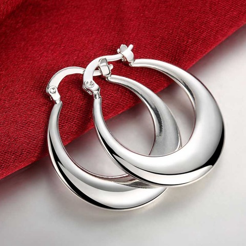 Pendientes de aro de plata 925 con forma de luna para mujer, joyería europea, venta al por mayor ► Foto 1/6