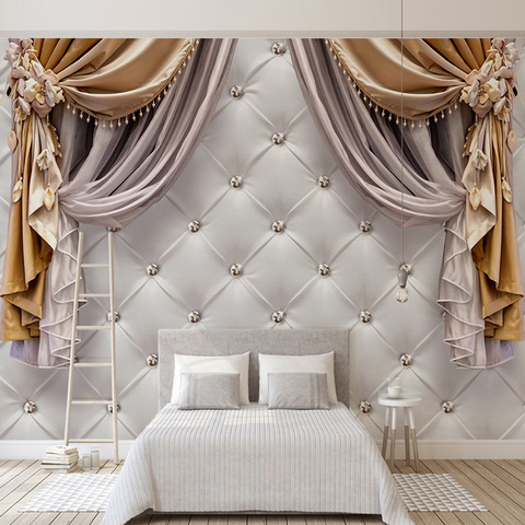 Personalizado cualquier tamaño 3D papel pintado moderno europeo cortinas fondos suaves Mural salón sofá dormitorio decoración del hogar pintura de pared ► Foto 1/5