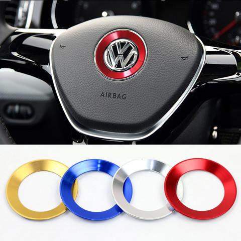 Ceyes-funda decorativa con emblema para volante de coche, accesorios de anillo circular para Volkswagen VW Golf 4 5 Polo Jetta Mk6 ► Foto 1/6