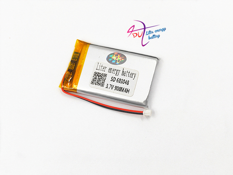 JST 1,25mm 2pin 3,7 V 900mAh polímero de litio LiPo batería recargable con conector 603048 para Mp3 MP4 Cámara bluetooth GPS ► Foto 1/5