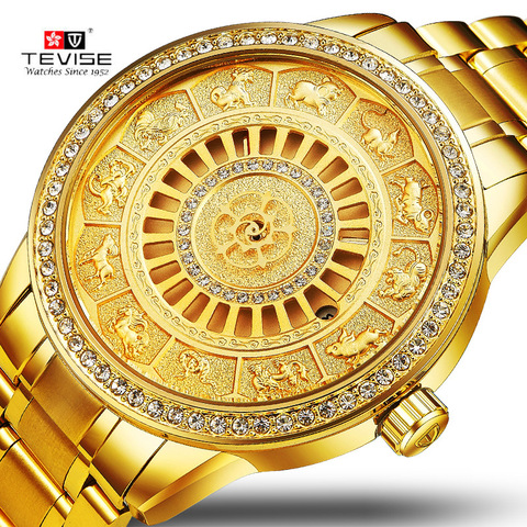 2022 nuevos signos del zodíaco del TEVISE reloj de pulsera mecánico automático reloj de edición limitada reloj masculino de oro saat erkekler ► Foto 1/1