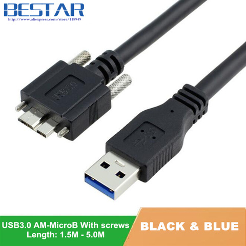 Cable de extensión USB 3,0 A tipo macho A Micro B para cámara, 1M, 1,5 M, 2M, 3M, 5M, con tornillos de bloqueo ► Foto 1/6