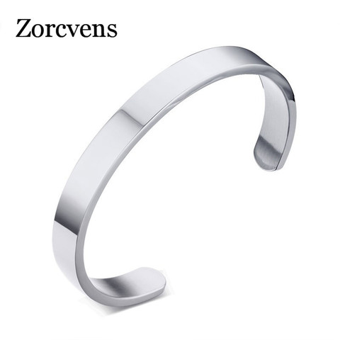 ZORCVENS-pulsera de 8mm de ancho para hombre y mujer, brazalete de acero inoxidable, color plata, oro, negro, oro rosa, 4 colores ► Foto 1/6