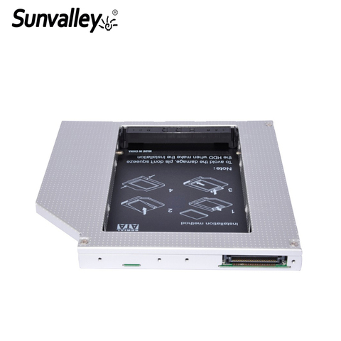 Sunvalley, aleación de aluminio Universal de 12,7mm, 2. ° HDD Caddy IDE a SATA, caja HDD SSD de 2,5 