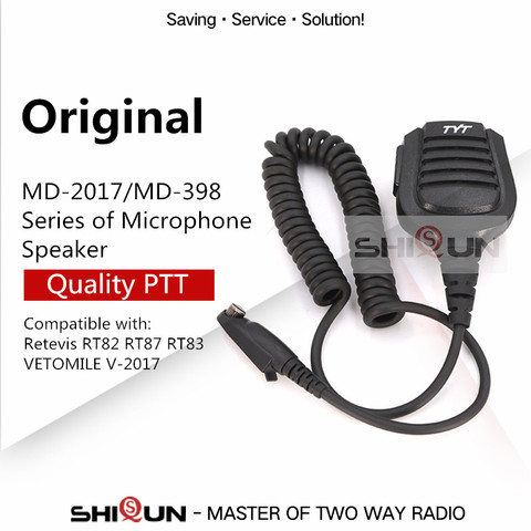 Original impermeable PTT hombro micrófono altavoz micrófono para TYT MD-2017 MD-398 Compatible con RT82 RT87 RT83 V-2017 DMR Radios ► Foto 1/6
