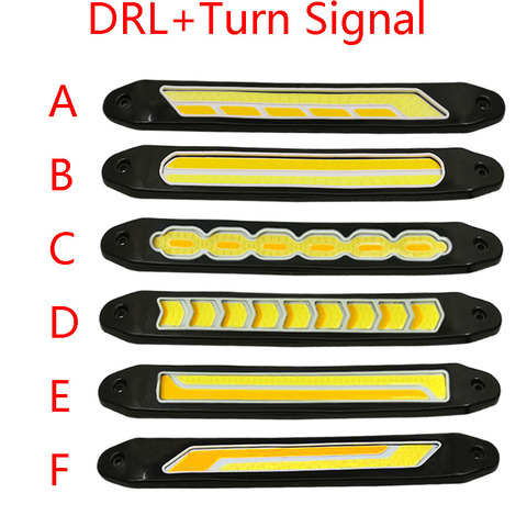 Luces LED antiniebla DRL con señal de giro, flexibles, impermeables, blancas, ámbar, COB, diurnas, 2 unidades ► Foto 1/6