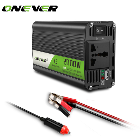 Onever 2000 W inversor de coche AC 12 V a 220 V convertidor de voltaje de coche con protección de circuito para DVD reproductores aspiradora de coche ► Foto 1/6