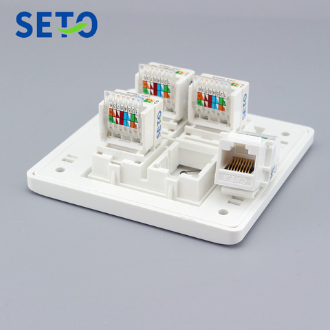 Conector de cuatro puertos tipo SeTo 86, LAN Gigabit, toma de corriente Cat6 LAN RJ45, placa frontal Keystone ► Foto 1/6