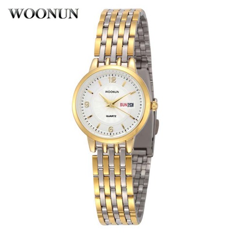 Relojes de lujo de acero inoxidable para mujer, pulsera de cuarzo con fecha, reloj Geneva dorado, 2022 ► Foto 1/6