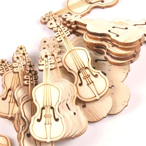 15 Uds 55x20mm violín natural rodajas de madera para decoración del hogar manualidades DIY accesorios de libro de recuerdos adornos de madera hechos a mano m1754 ► Foto 1/4