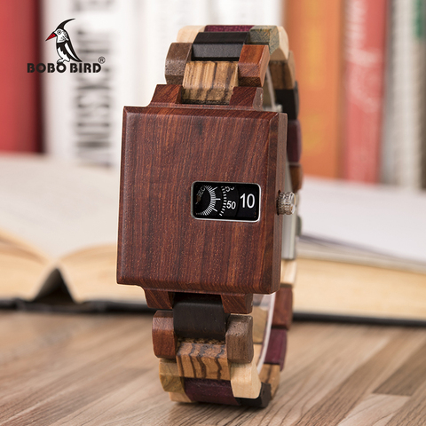 BOBO BIRD-reloj de madera de ébano para hombre, delicado reloj cuadrado Masculino, regalo de cumpleaños, envío directo, J-R23 ► Foto 1/6