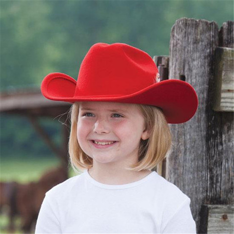 100% de lana de invierno niños otoño niño sintió Sombrero de Cowboy del oeste para niña niño gorra de vaquera Jazz Sombrero de sol Toca Sombrero Cap 12 ► Foto 1/6