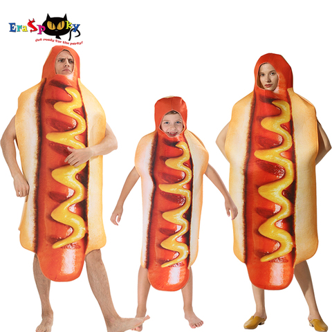 Mono de salchichas con estampado 3D para hombre, disfraces de comida para perros calientes, disfraz de Halloween para niños, vestido de fantasía a juego para Festival familiar ► Foto 1/6